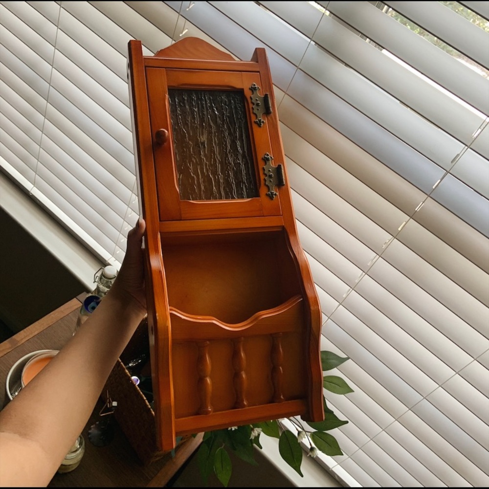 Classic Cherry Wood Mounted Jewelry Case w/ Glass Door